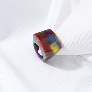 Unique Colorful Chunky Resin Statement Ring Size 7